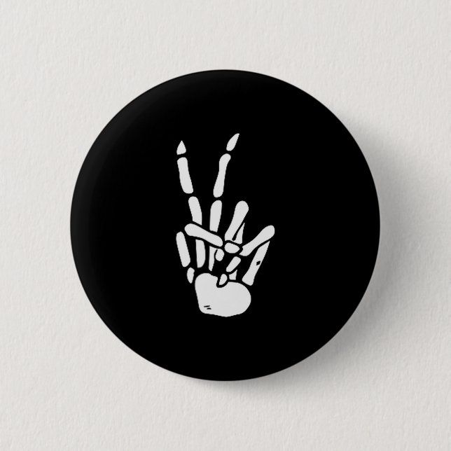 Skeleton Hand Peace Sign Bone  6 Cm Round Badge (Front)