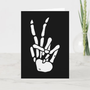 Skeleton Hand Peace Sign Bone  Card