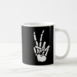 Skeleton Hand Peace Sign Bone Coffee Mug