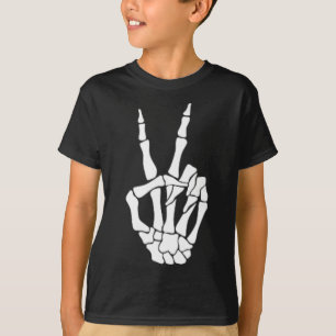 Skeleton Hand Peace Sign Bone Halloween Pocket Ske T-Shirt