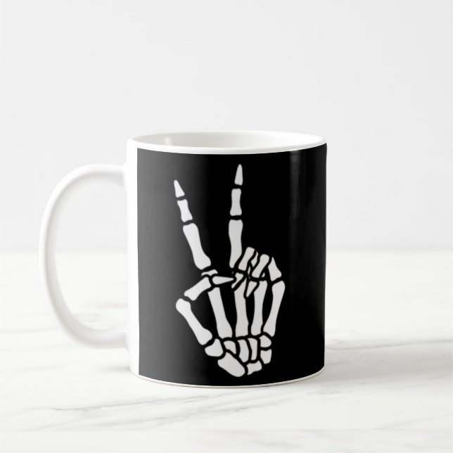 Skeleton Hand Peace Sign Bones For Or Coffee Mug (Left)