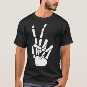 Skeleton Hand Peace Sign Bones T-Shirt