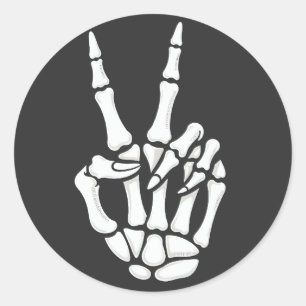 Skeleton Hand Peace Sign Cool Halloween Classic Round Sticker