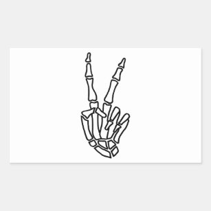 Skeleton hand peace sign rectangular sticker