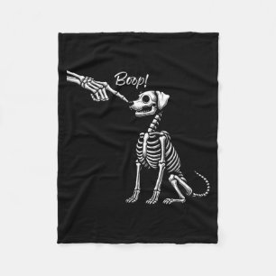 Skeleton Hand Petting Dog Cute Puppy Halloween Fleece Blanket
