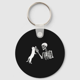 Skeleton Hand Playing Cat Fun Halloween Costume Sk Key Ring