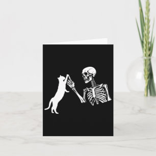 Skeleton Hand Playing Cat Funny Halloween Costume  Card