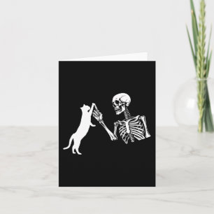 Skeleton Hand Playing Cat Funny Halloween Costume Card