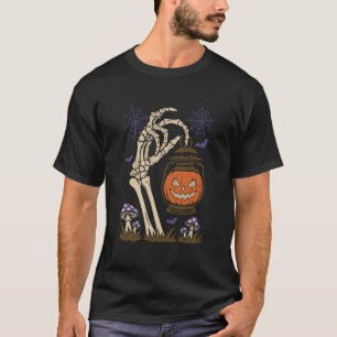 Skeleton Hand Pumpkin Lantern Halloween T-Shirt