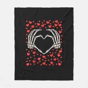 Skeleton Hand Red Heart Birthday Valentines Day  Fleece Blanket