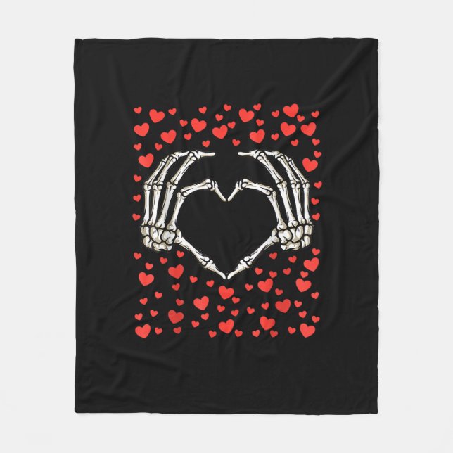 Skeleton Hand Red Heart Birthday Valentines Day Fleece Blanket (Front)