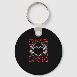 Skeleton Hand Red Heart Birthday Valentines Day Key Ring