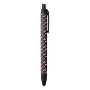 Skeleton Hand Red Rose Happy Valentines Day Black Ink Pen
