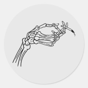Skeleton Hand Smoking Halloween Sticker