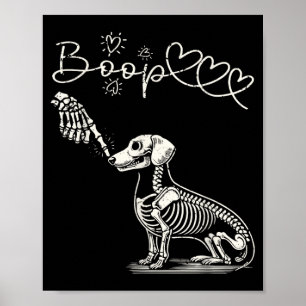 Skeleton Hand Touch Nose Boop Dachshund Dog Funny Poster