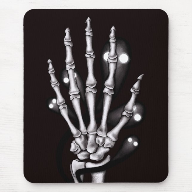 Skeleton Hand With Creepy Ghosts Gothic Mouse Pad (Front)
