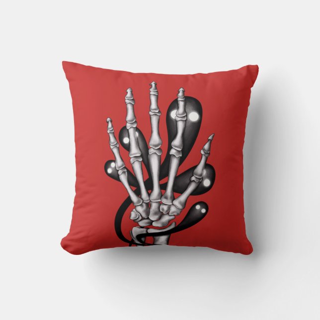 Skeleton Hand With Ghosts Cushion (Front)