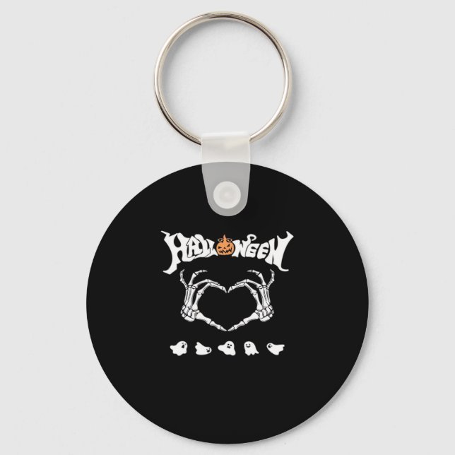 Skeleton Hand With , Halloween Design Key Ring (Front)