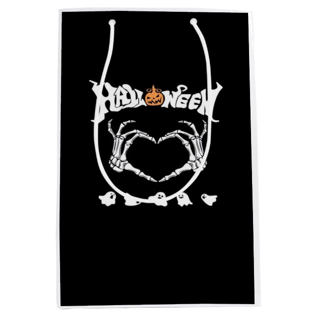 Skeleton Hand With , Halloween Design Medium Gift Bag (Front)