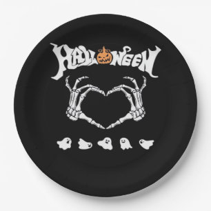 Skeleton Hand With , Halloween Design Paper Plate