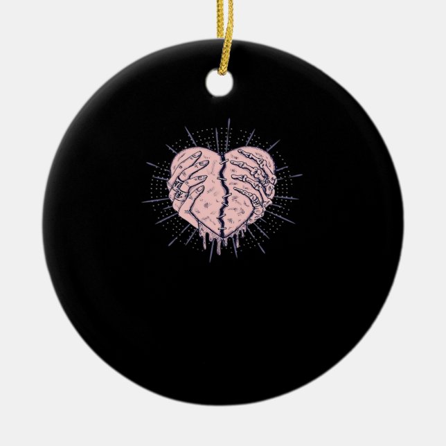 Skeleton Hand With Heart Classic Ceramic Tree Decoration (Front)