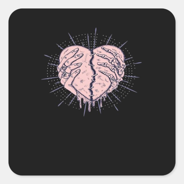 Skeleton Hand With Heart Classic Square Sticker (Front)