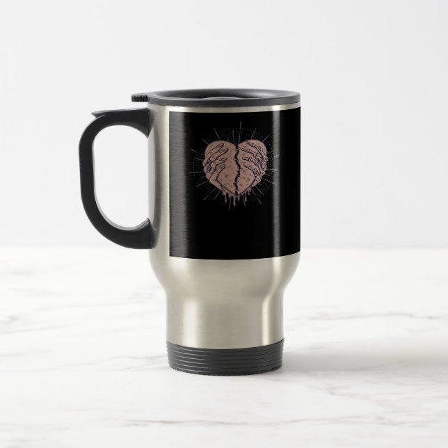 Skeleton Hand With Heart Classic Travel Mug (Left)