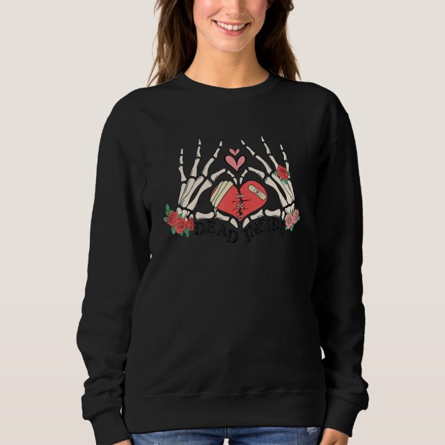 Skeleton Hand with Rose Broken Heart in Dome Anti  Sweatshirt (Front)