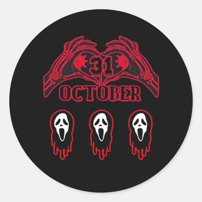 Skeleton Hands 31/10 Classic Round Sticker (Front)