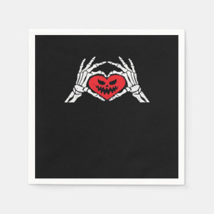 Skeleton Hands A Heart Spooky Halloween Napkin