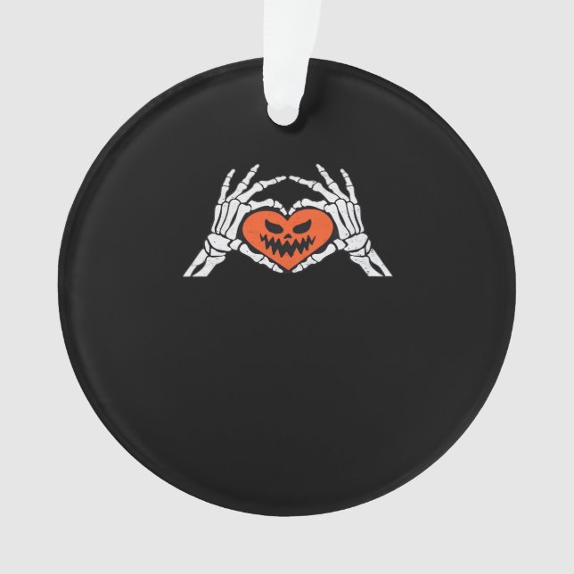 Skeleton Hands A Spooky Halloween Heart Classic Ornament (Front)