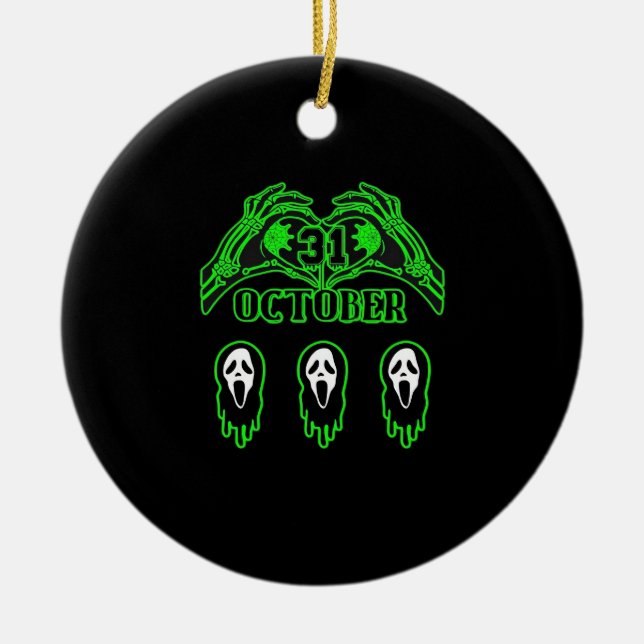 Skeleton Hands Classic Design Ceramic Tree Decoration (Front)