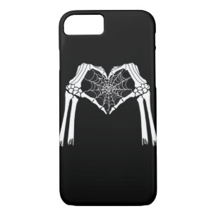 Skeleton Hands Cobweb Heart (White) Classic Case-Mate iPhone Case