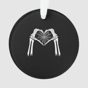 Skeleton Hands Cobweb Heart (White) Classic Ornament