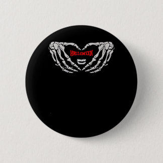 Skeleton Hands Folded In A Heart. Funny Halloween 6 Cm Round Badge