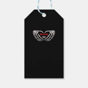 Skeleton Hands Folded In A Heart. Funny Halloween Gift Tags