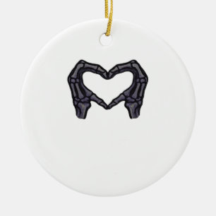 Skeleton Hands Forming A Heart  Ceramic Tree Decoration
