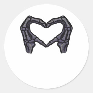 Skeleton Hands Forming A Heart  Classic Round Sticker