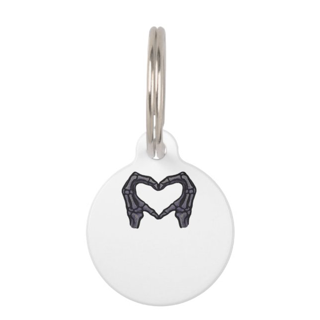 Skeleton Hands Forming A Heart  Pet Tag (Front)