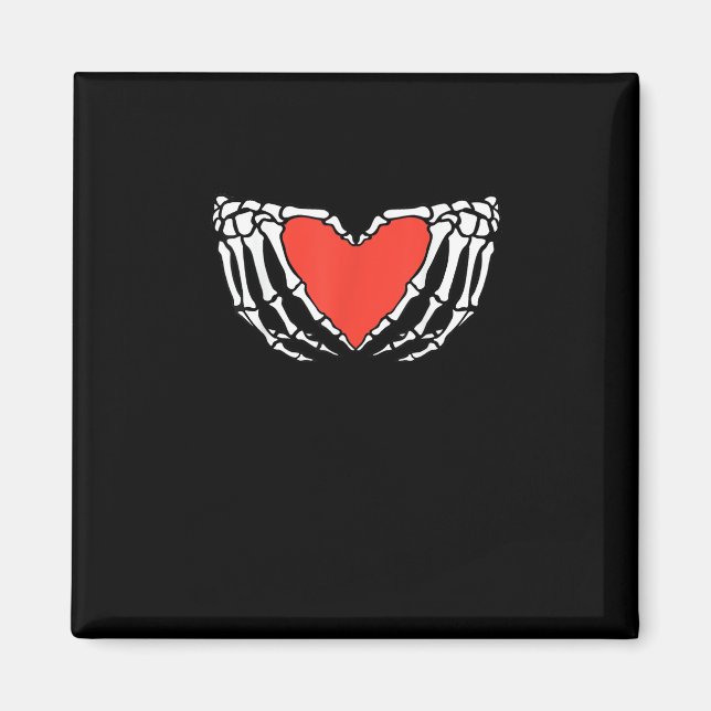 Skeleton Hands Forming Heart – Creepy Gothic Hallo Magnet (Front)