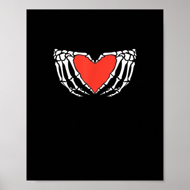 Skeleton Hands Forming Heart – Creepy Gothic Hallo Poster (Front)