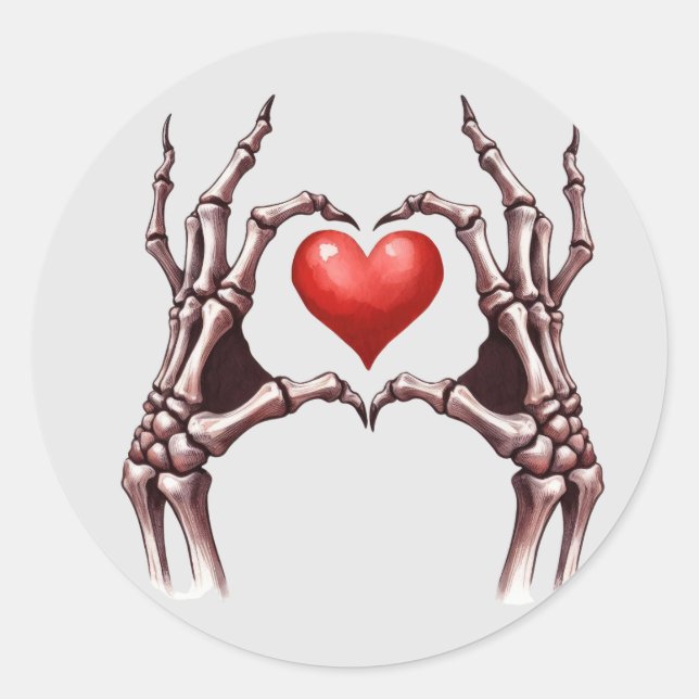 Skeleton Hands Forming Heart Shape Sticker  (Front)