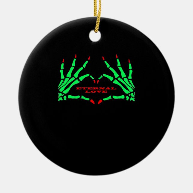 Skeleton Hands - Funny Halloween Ceramic Tree Decoration (Front)
