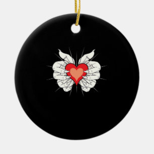 Skeleton Hands Heart Classic Aesthetic Ceramic Tree Decoration