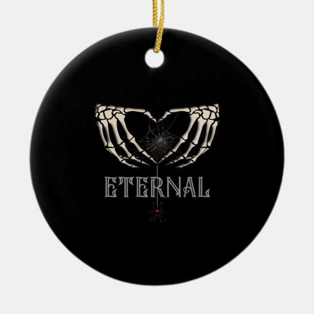 Skeleton Hands Heart Classic Ceramic Tree Decoration (Front)