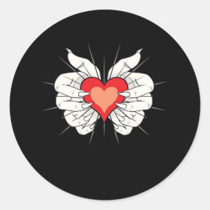 Skeleton Hands Heart Classic Round Sticker