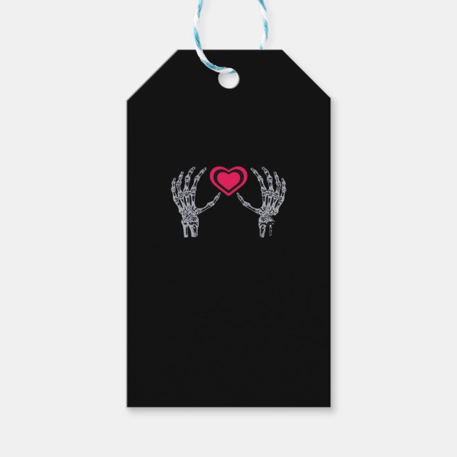 Skeleton Hands Heart Cute Gift Tags (Front)