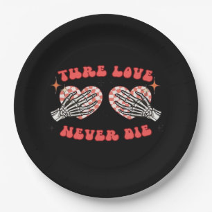 Skeleton Hands Heart Design Classic Aesthetic Paper Plate