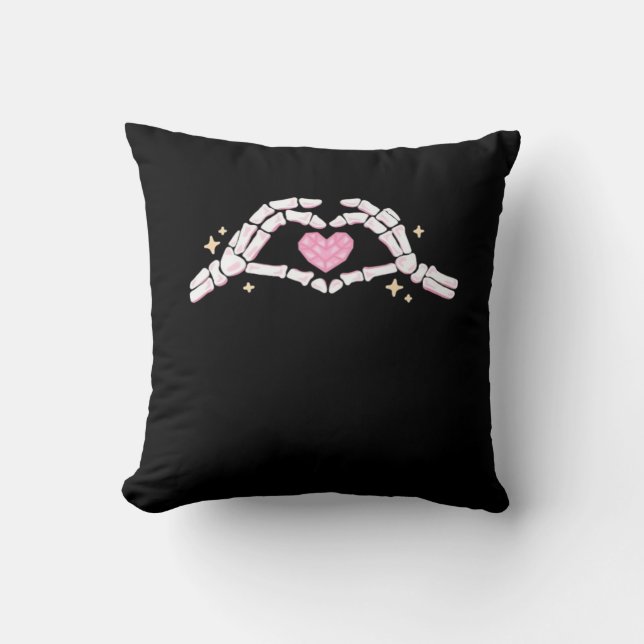 Skeleton Hands Heart Funny Cushion (Front)
