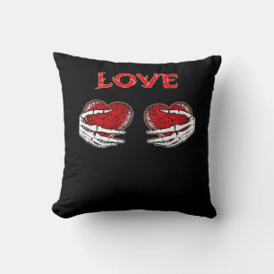 Skeleton Hands Heart Funny Design Cushion